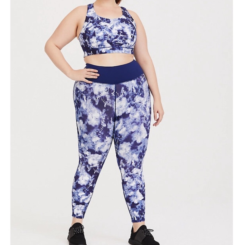 BLUE TIE-DYE CROPPED ACTIVE LEGGING